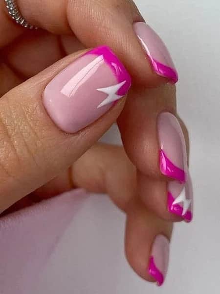 Clavos de punta francesa de color rosa brillante