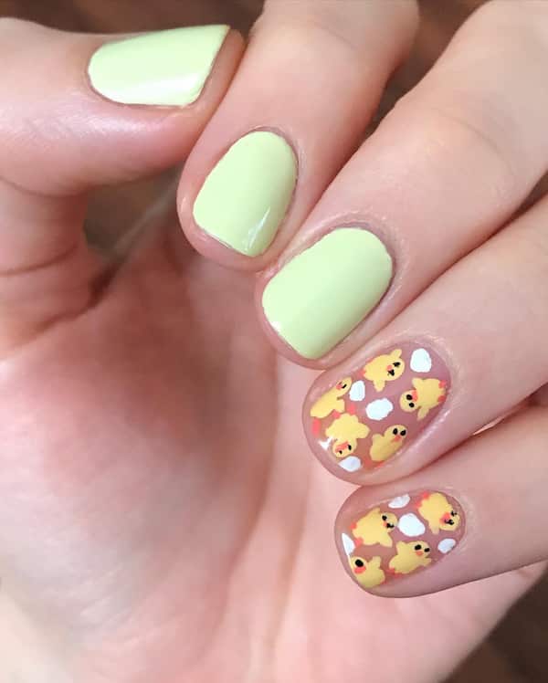 Diseño de uñas de pollitos pequeños-lindas uñas de Pascua