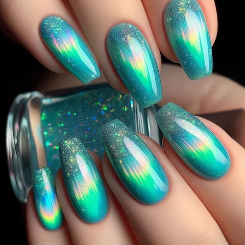 Reflejos del Océano-uñas efecto aurora