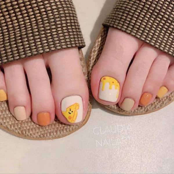 Uñas de los pies con queso-Diseños de Uñas para Pies en el verano