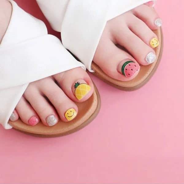 Uñas de los pies frutales-Diseños de Uñas para Pies en el verano