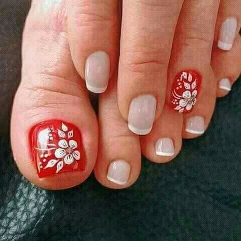 decoración de uñas de pies y manos iguales