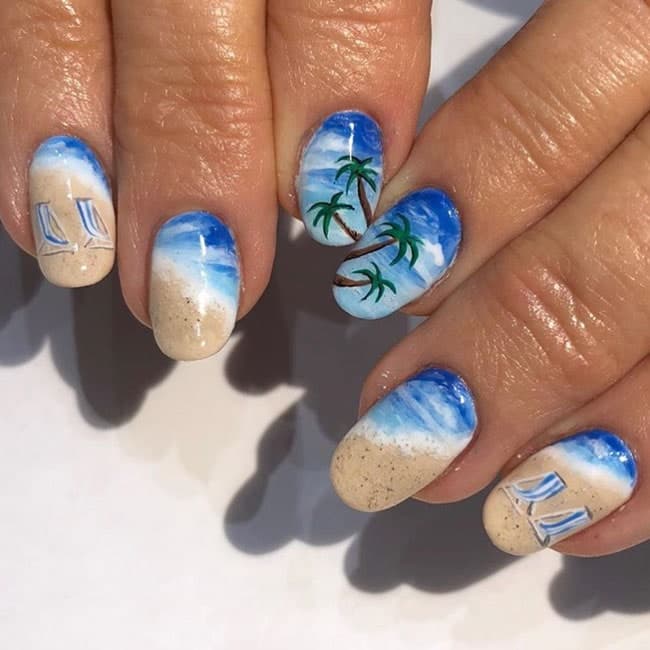 diseños de uñas para tus vacaciones en la playa