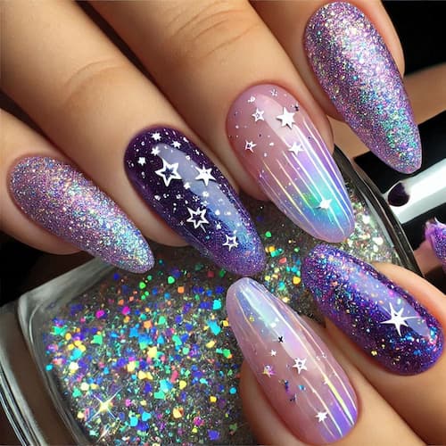 uñas efecto aurora-Estrellas de Aurora